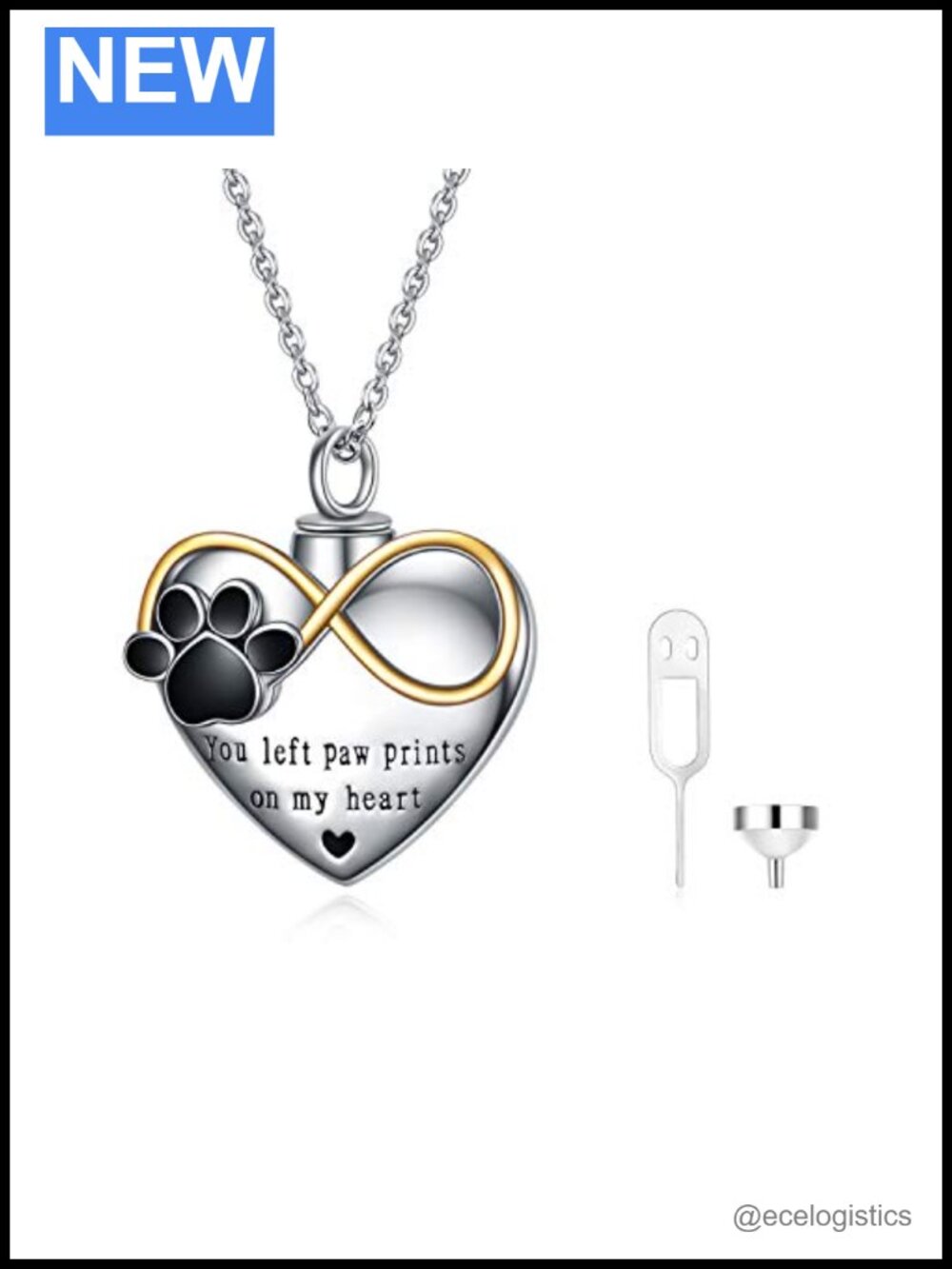 Sterling Silver Pet Urn Necklace for Ashes Paw Print Memorial Jewelry
